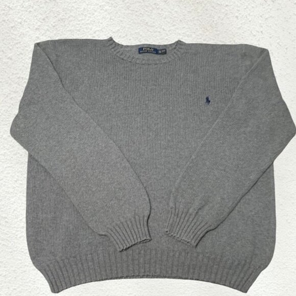 Ralph Lauren Oversized Crewneck Knit Sweater Light Gray Size XL - Picture 2 of 11